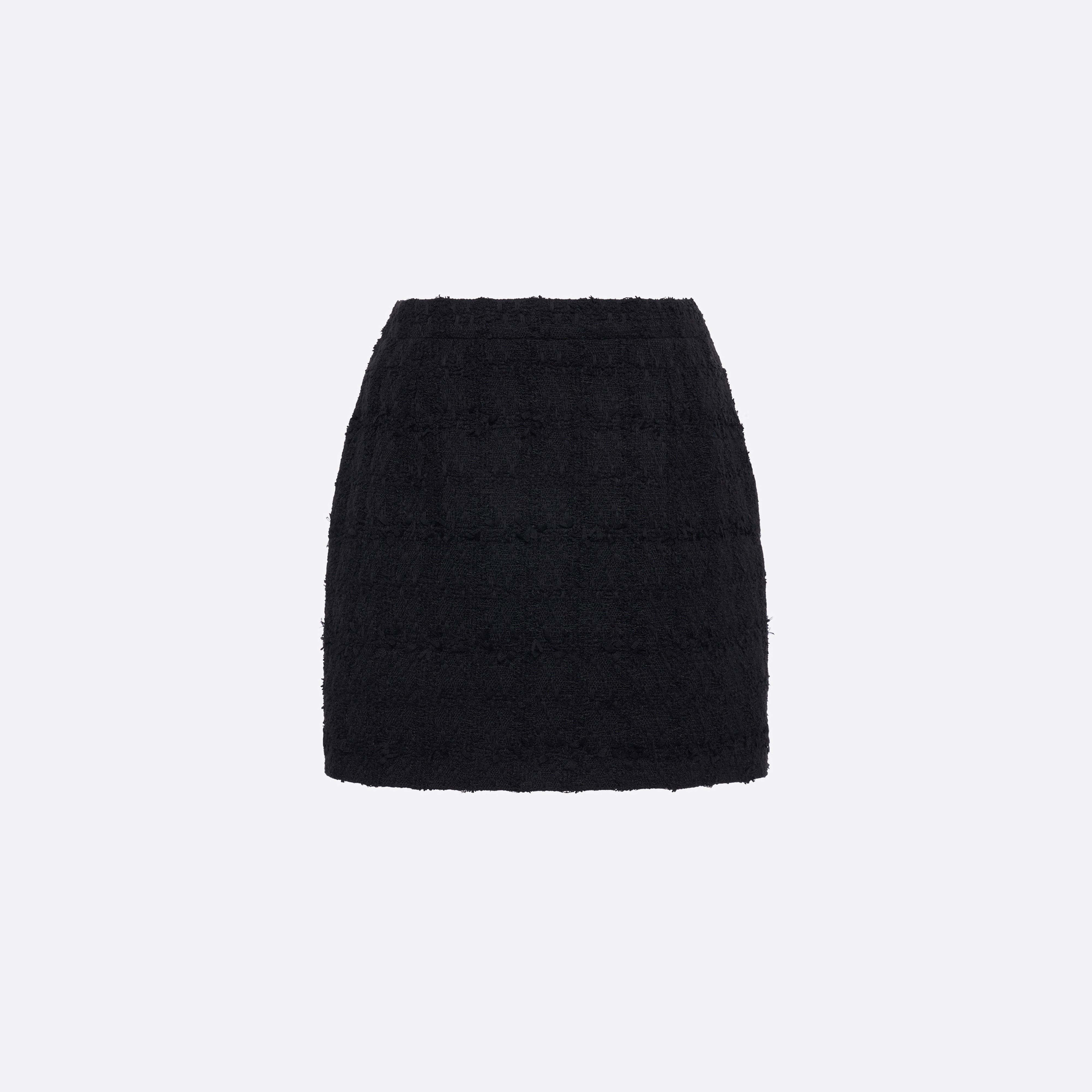 Alessandra Rich Mini jupe tweed bouclé noir carreaux
