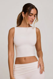 Oh Polly Tops Wren crop top col montant blanc