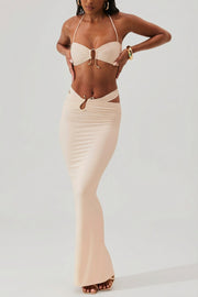 Oh Polly Sylas jupe maxi ivoire taille haute moulante