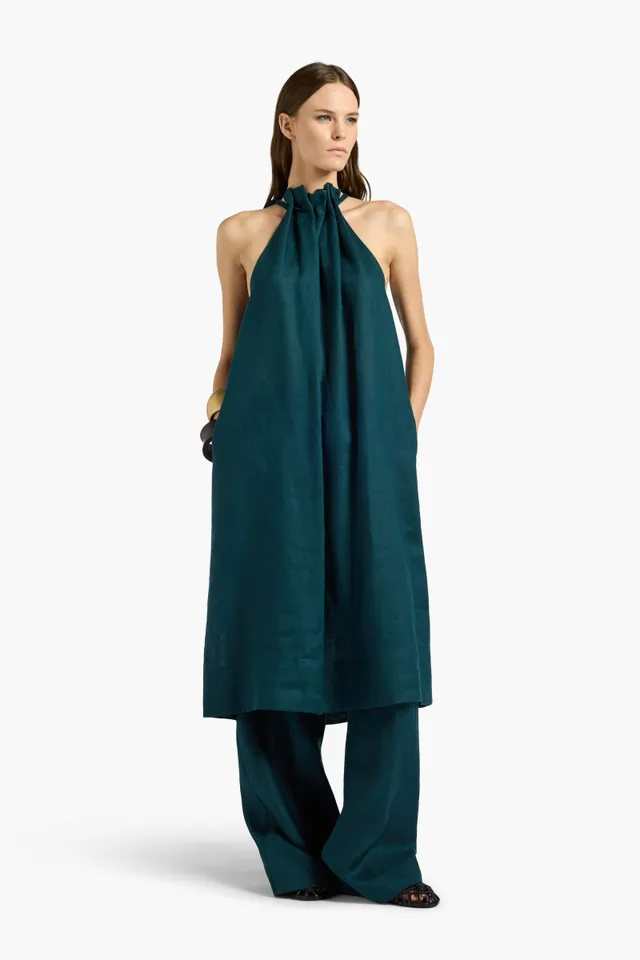 Liviana Conti Cora robe midi Eucalipto 100% lin