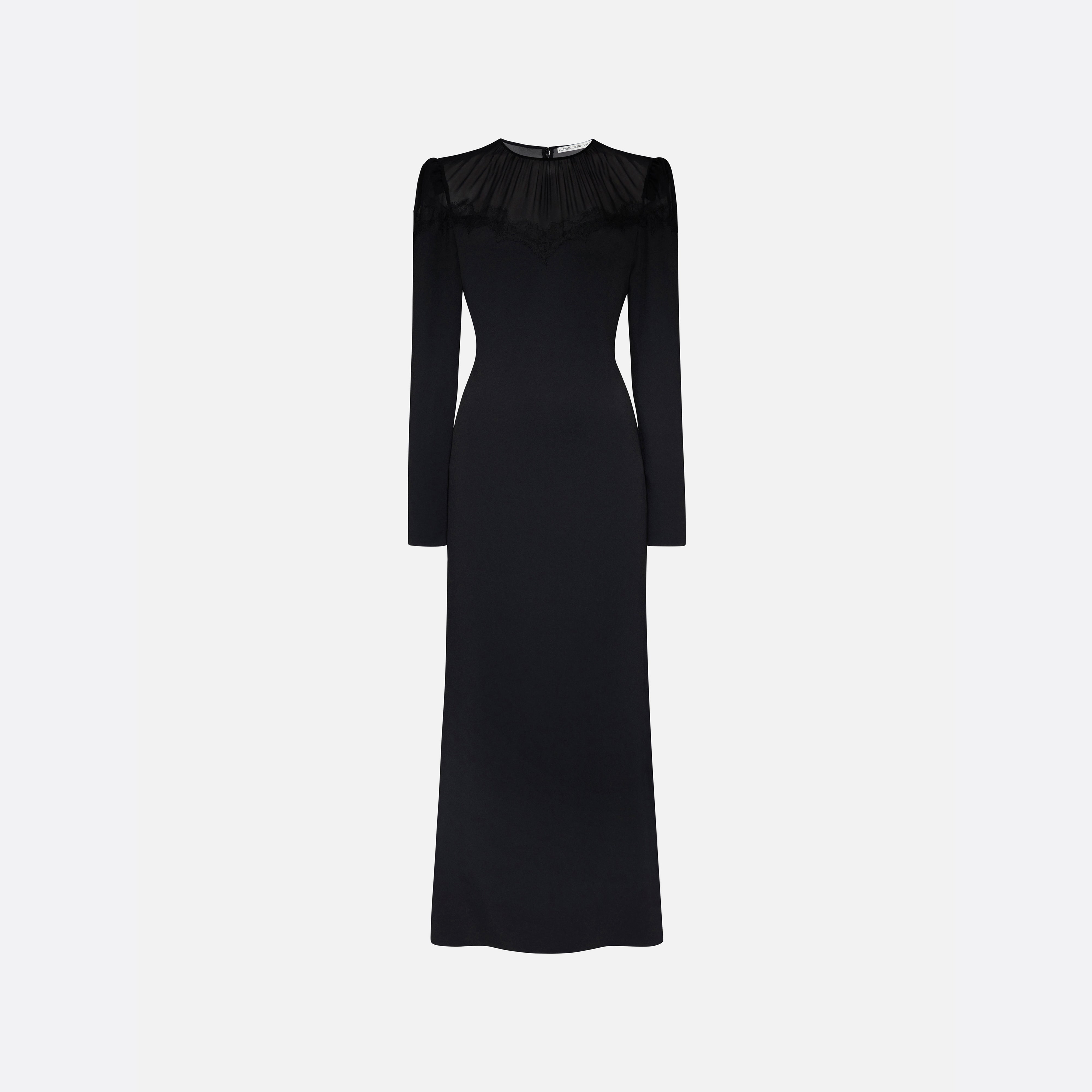 Alessandra Rich Cady Silk Georgette Midi Dress robe noire 36-46