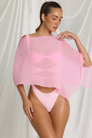 Oh Polly Zarayah Poncho Transparent Rose Bonbon Mousseline