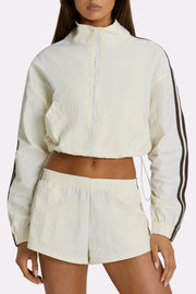 Oh Polly Woven Zip-Up Track Jacket veste coconut cropped