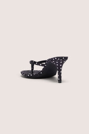 Oh Polly Nollan sandales satin noires pois talon 8 cm