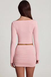 Oh Polly Charliane top bateau modal rose manches longues