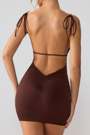 Oh Polly Orli mini robe marron espresso dos ouvert