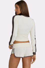 Oh Polly Veste Zippée Terry Coconut Éponge Coton Courte
