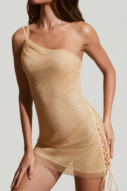 Oh Polly Kylie ultra mini robe dorée strass 6934