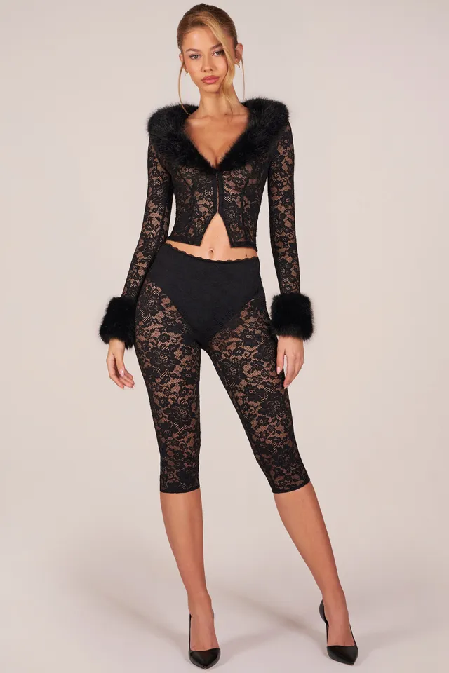 Oh Polly Annalisa pantalon capri dentelle noire 44cm