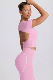 Oh Polly BT2467 t-shirt long rose poudré ajouré