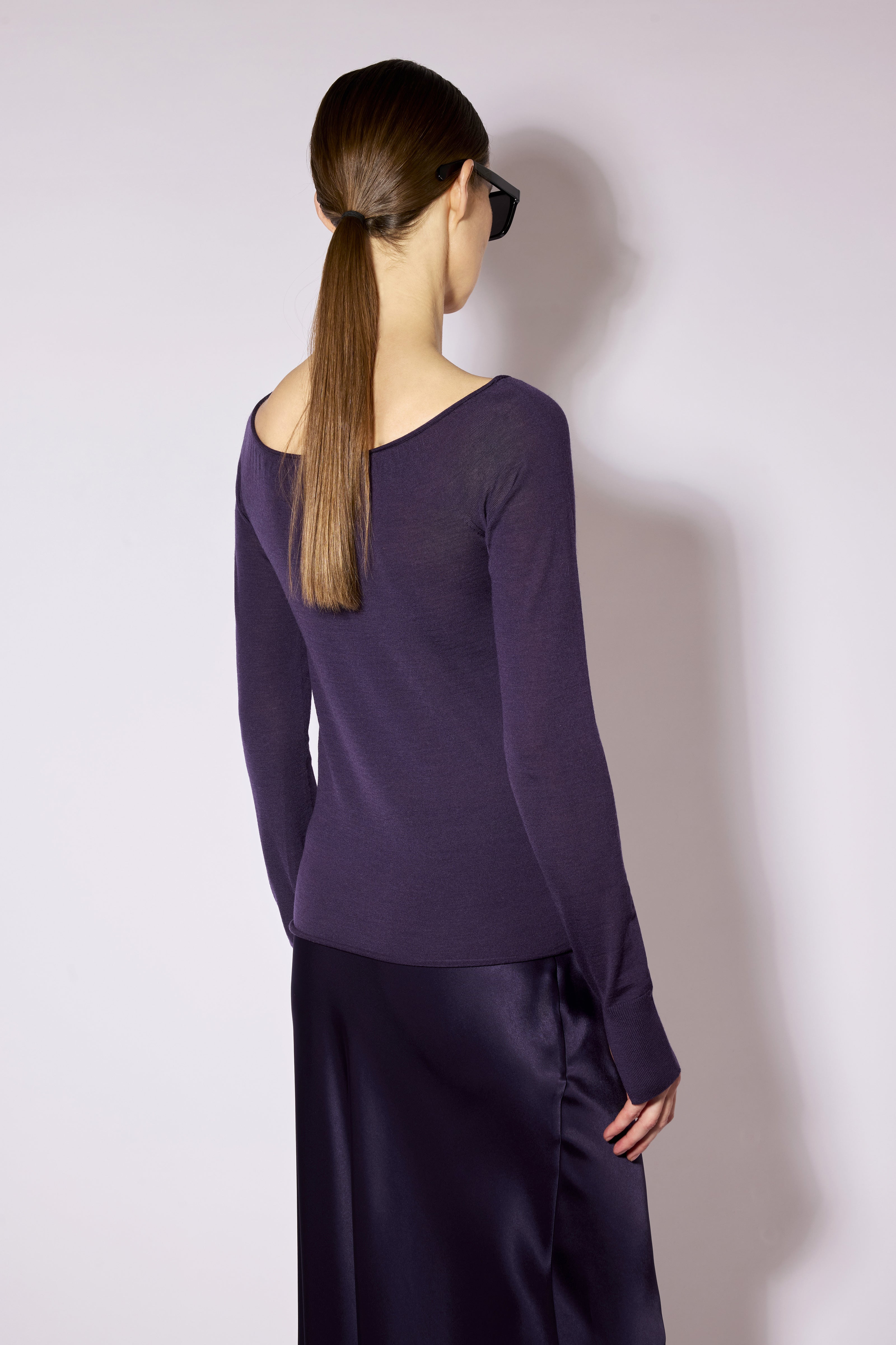 Liviana Conti Juna pull merino noir col bateau