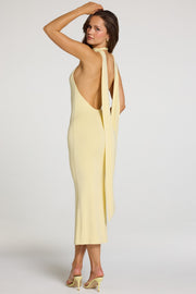 Oh Polly Giselle 16097 robe licou jaune pastel midaxi