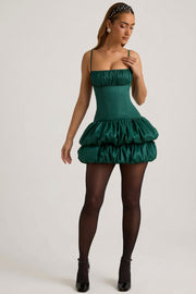 Oh Polly Clarice 12015 mini robe satin vert émeraude