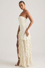 Oh Polly Diletta 8380 robe longue bustier perle volants