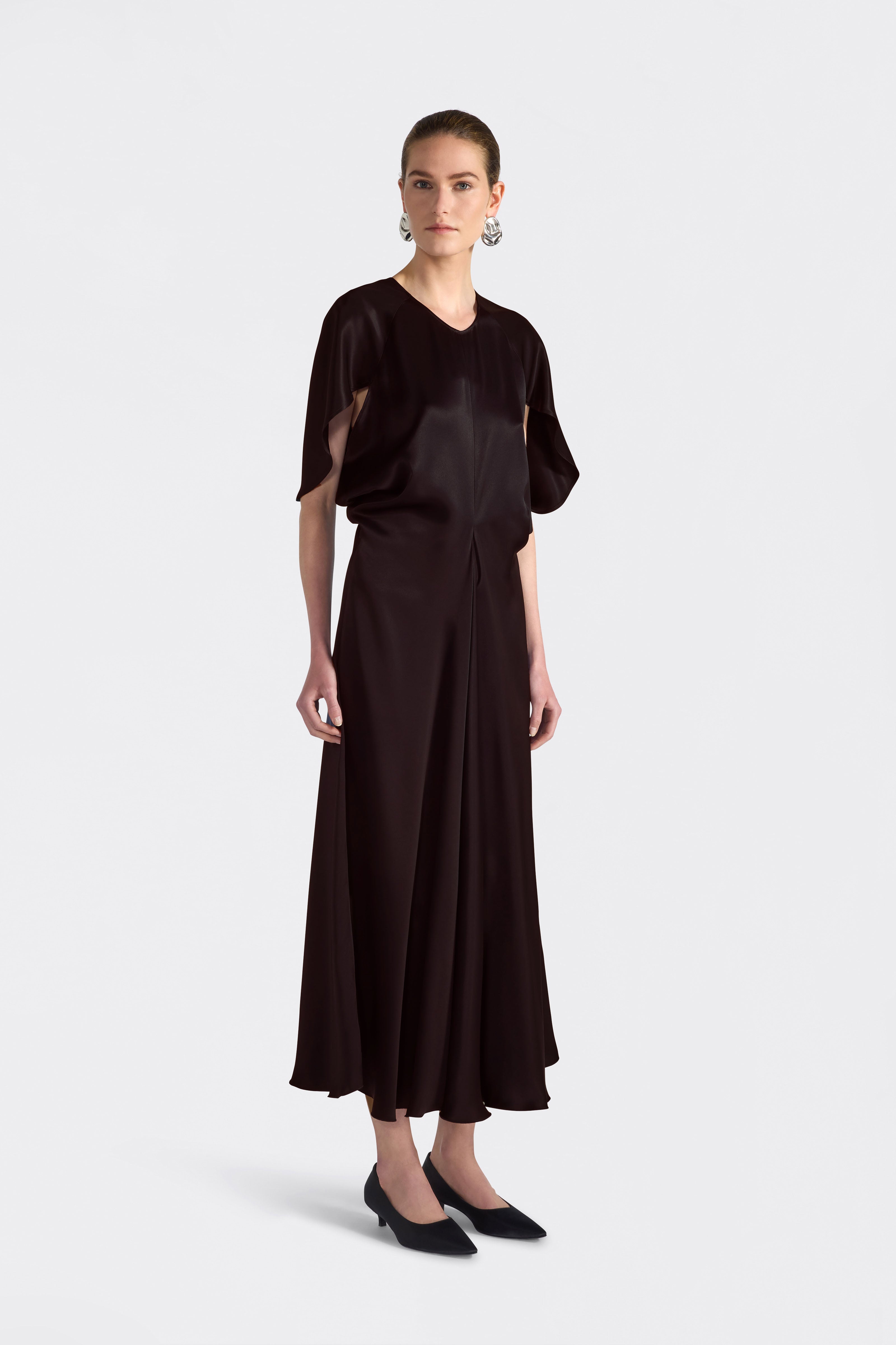 Liviana Conti Demetra robe midi Notte 42 satin fluide