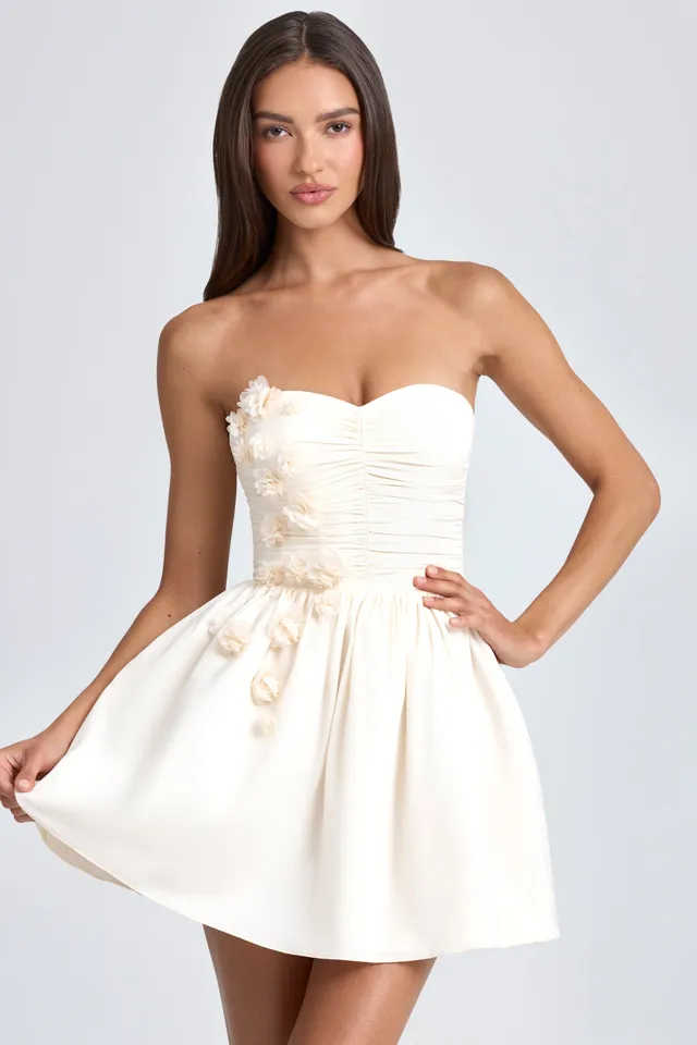 Oh Polly Mirabelle mini robe bustier ivoire fleurs