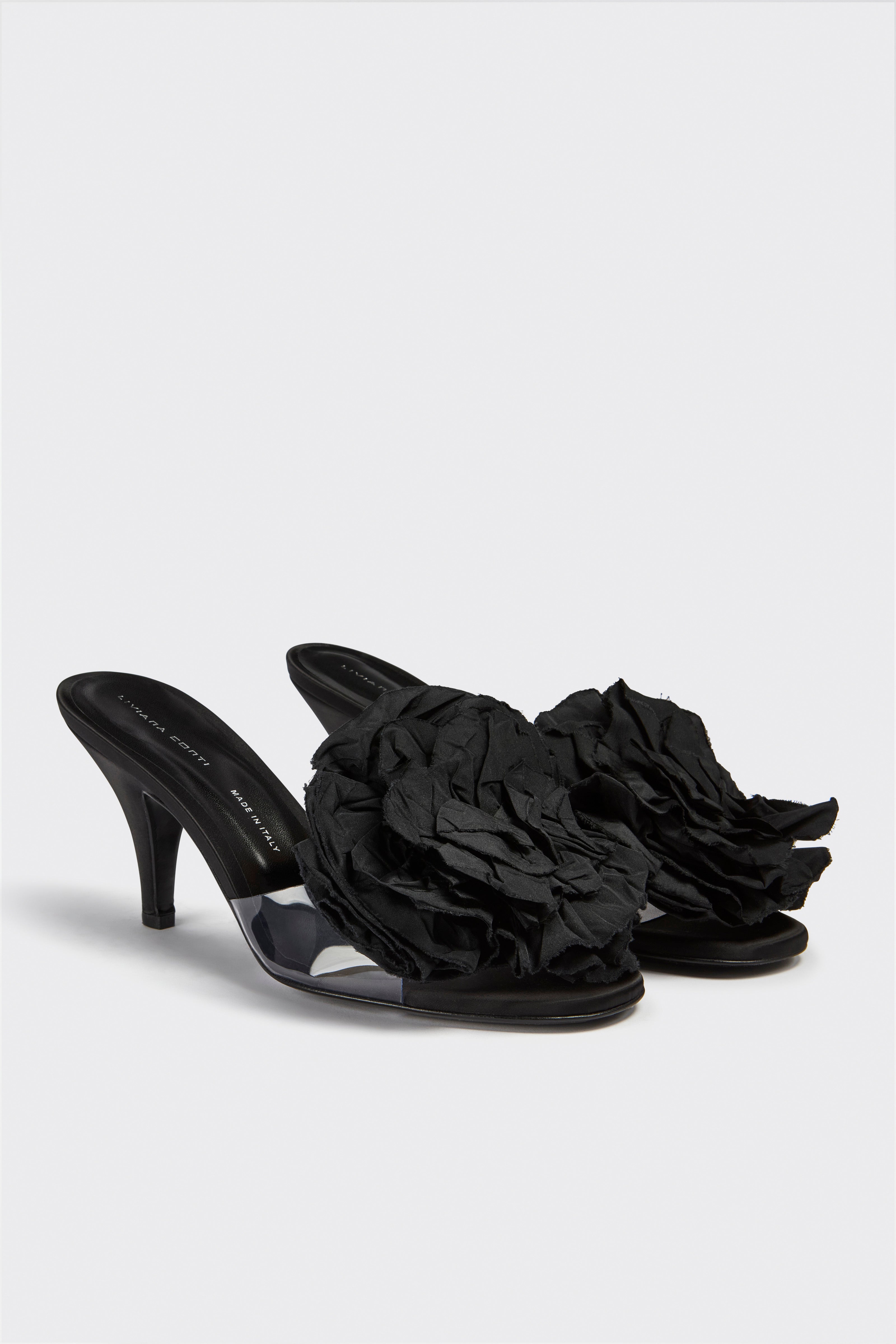 Liviana Conti Wanda mules femme noir satin talon 80 mm