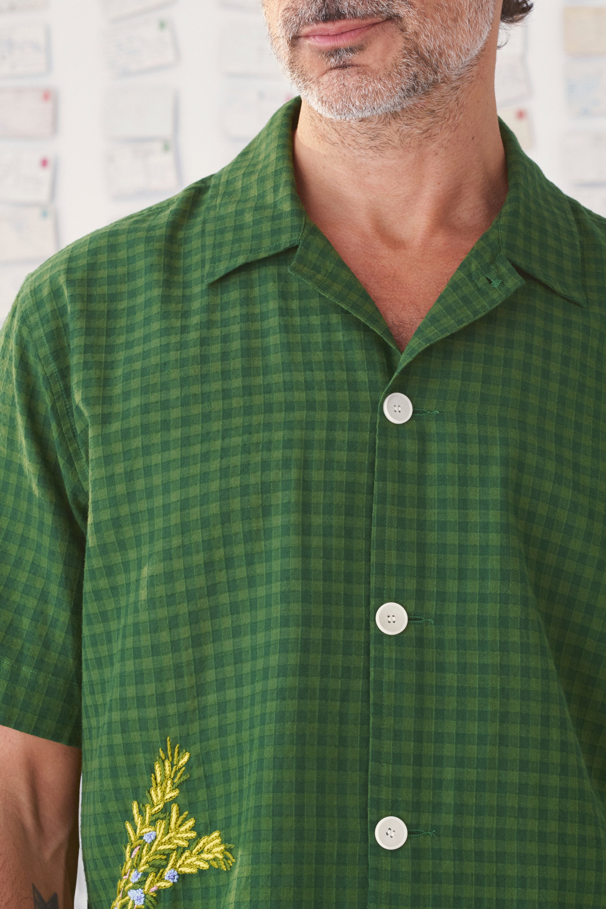 Chemise Subha Mii en carte postale coton chatai manches courtes homme