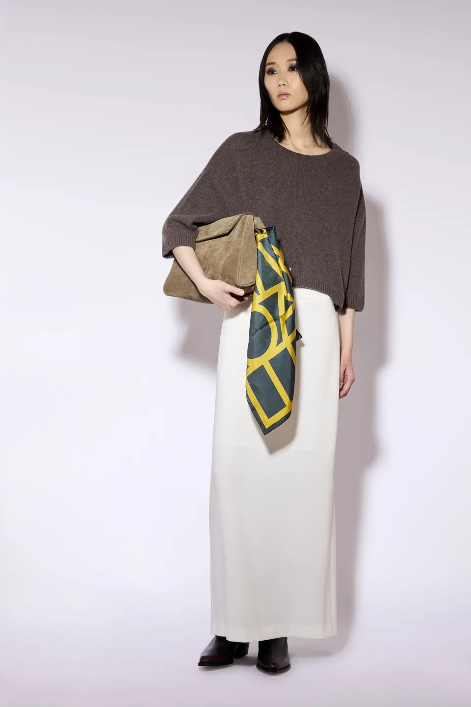 Liviana Conti Mabel pull crop cachemire-soie brown casha