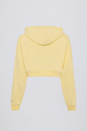 Oh Polly Sweat Capuche Zippé Court Jaune Citron Coton