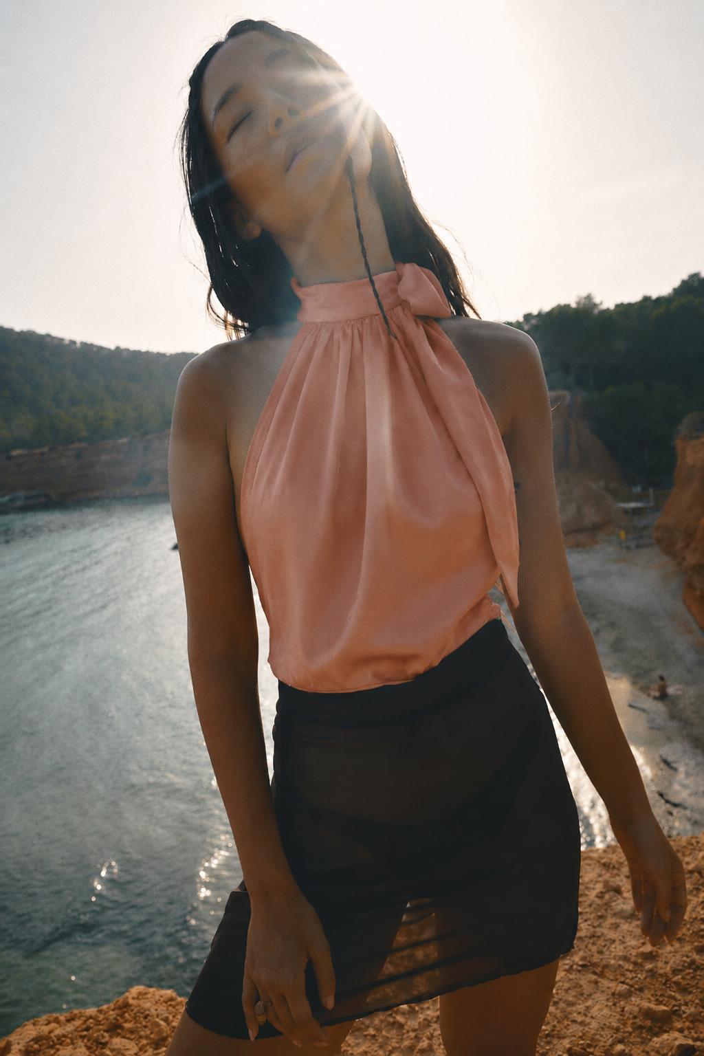 The Ethiquette Solar top satin blush taille M
