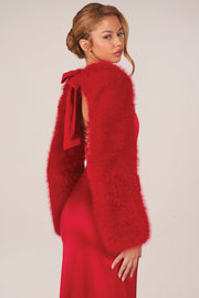 Oh Polly Accessories Noemi manches fourrure rouge