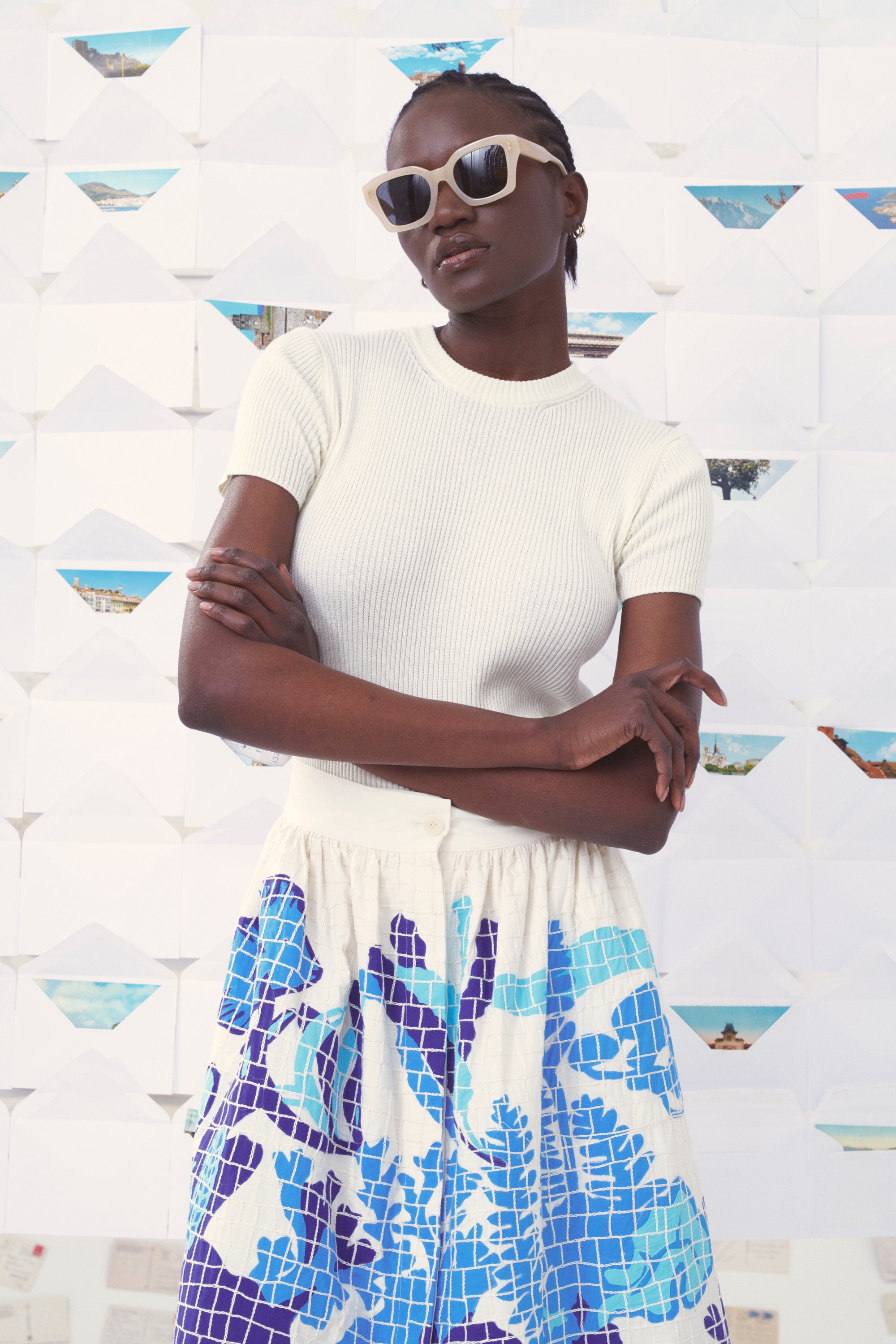 MII Mii en carte postale Grasse pull coton blanc S