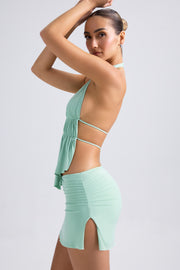 Oh Polly Skirts Draped A-Line Mini Skirt jupe vert pastel fendue