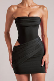 Oh Polly Bandeau Bodycon Mini Robe Noire Drapée