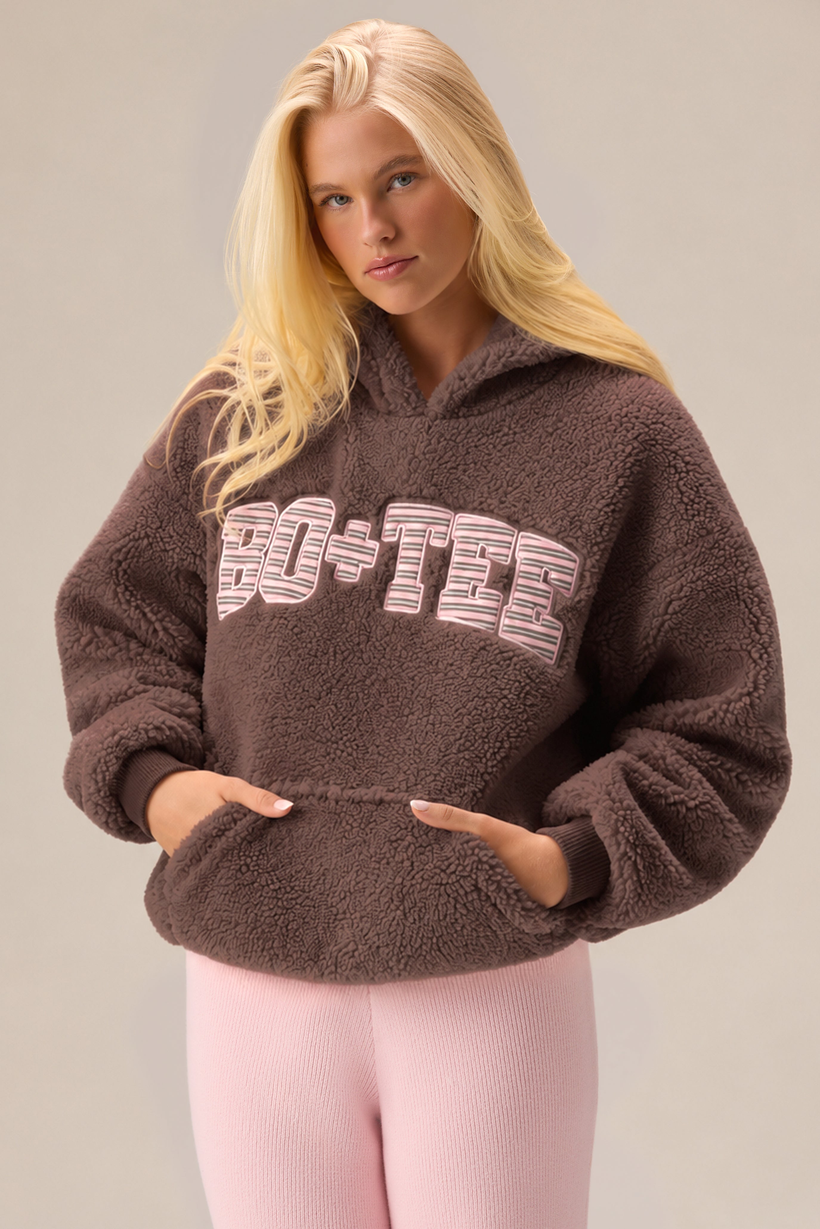 Oh Polly Bo+Tee Hoodie Teddy Chestnut Marron Sweat à Capuche