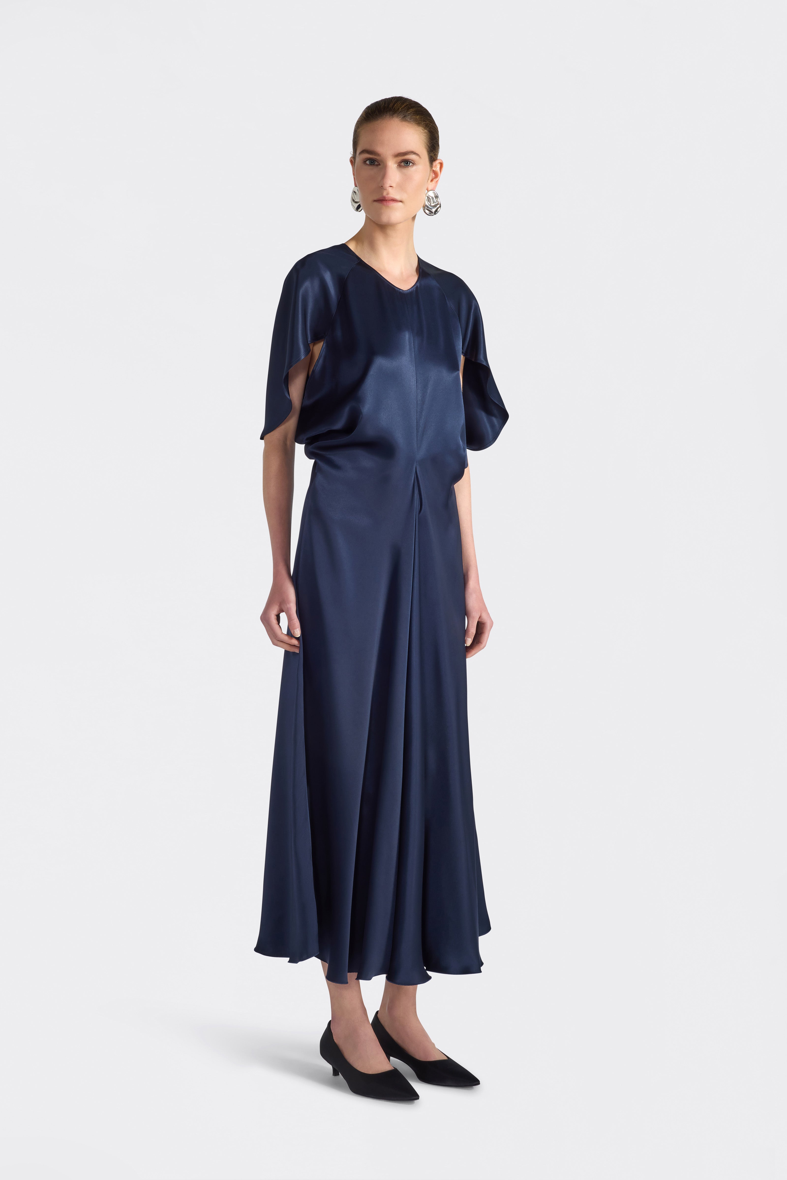 Liviana Conti Demetra robe midi Notte 42 satin fluide