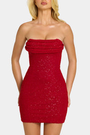 Oh Polly Basel mini robe bustier rouge perlée