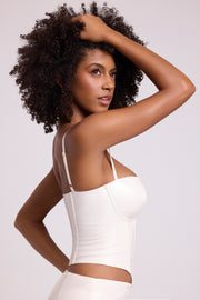 Oh Polly Cassandra top corset vinyle blanc crop