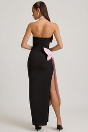 Oh Polly Angelique robe maxi noire bustier nœud