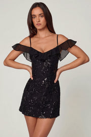 Oh Polly Jacira 14454 mini robe noire sequins