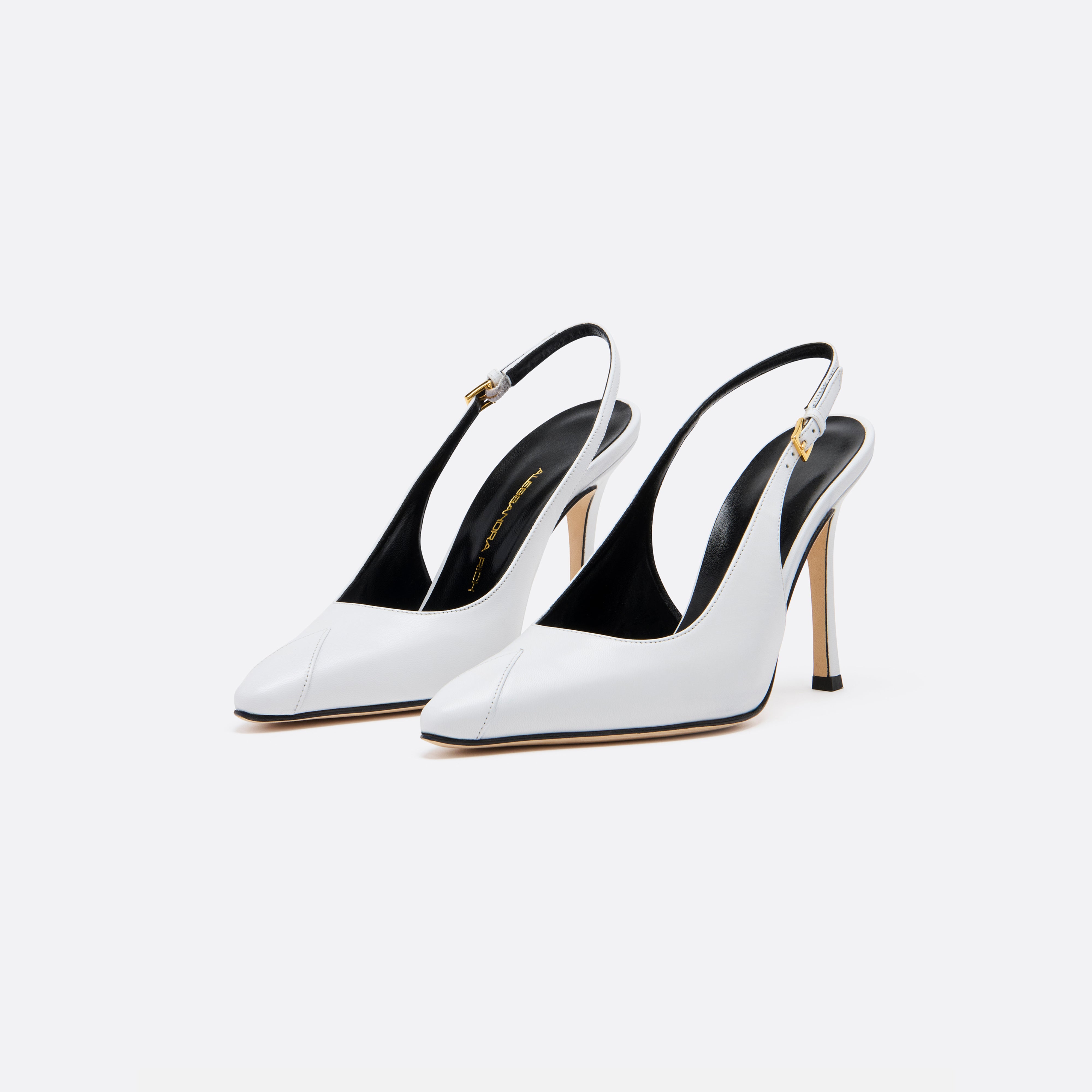 Alessandra Rich Shoes slingbacks cuir blanc bout pointu 36-41