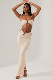 Oh Polly Sylas jupe maxi ivoire taille haute moulante