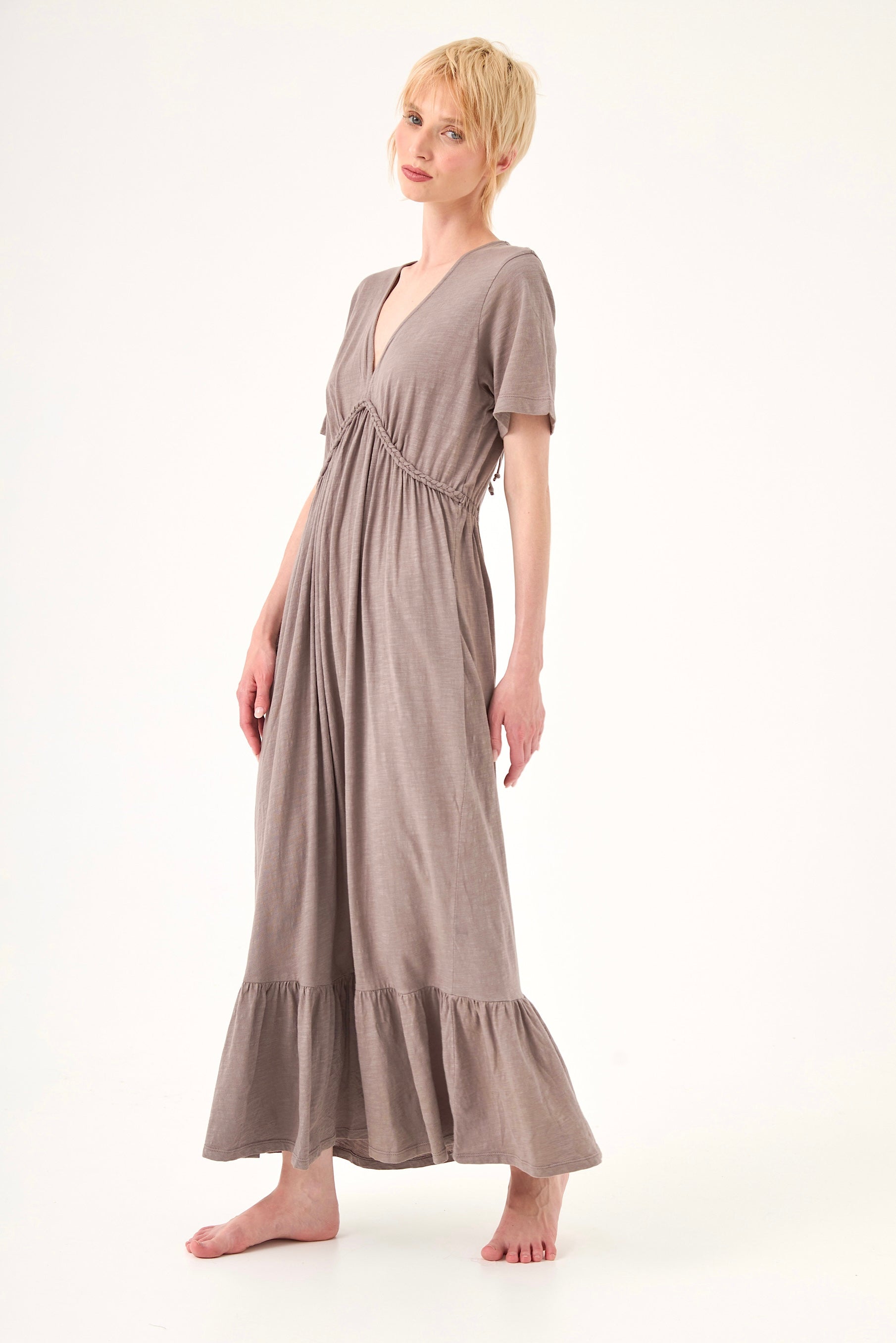 Chicosoleil Leona robe longue gris stoneware coton