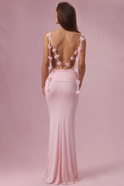 Oh Polly Dresses Alora robe longue blush 15976 drapée