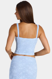 Oh Polly Tops Caraco Dentelle Bleu Arctique Stretch