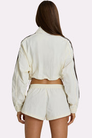 Oh Polly Woven Zip-Up Track Jacket veste coconut cropped