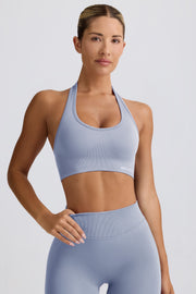 Oh Polly Define Luxe Halterneck brassière sport bleu gris maintien modéré