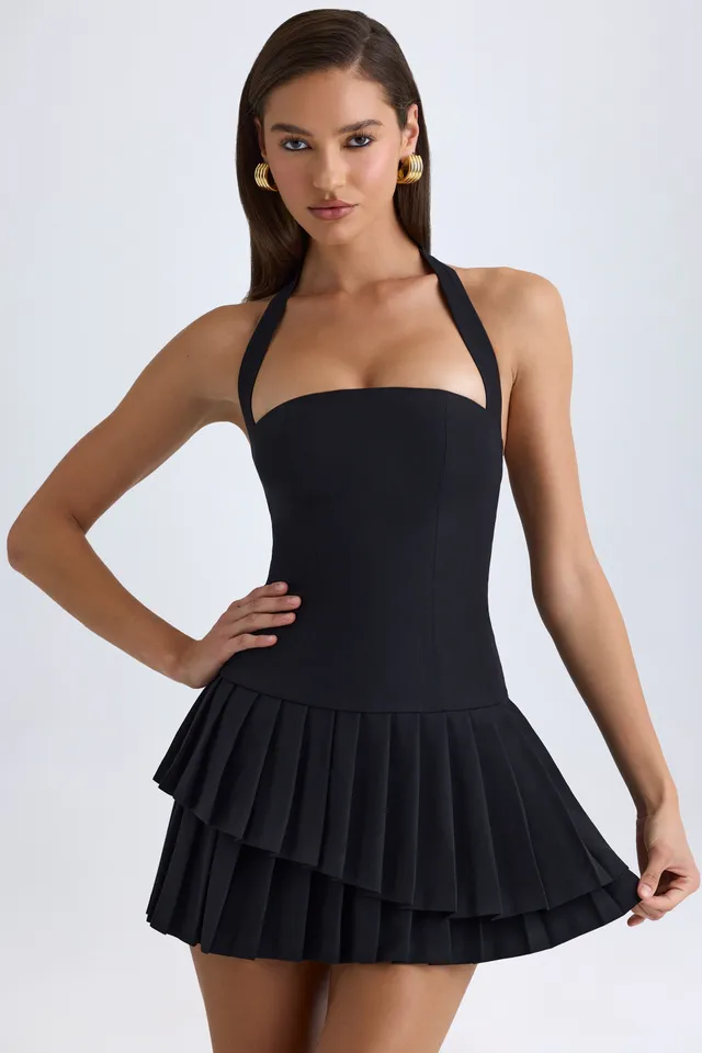 Oh Polly Rosaria 12395 mini robe licou noire plissée