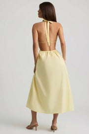 Oh Polly Aeris robe midaxi dos nu jaune citron coton