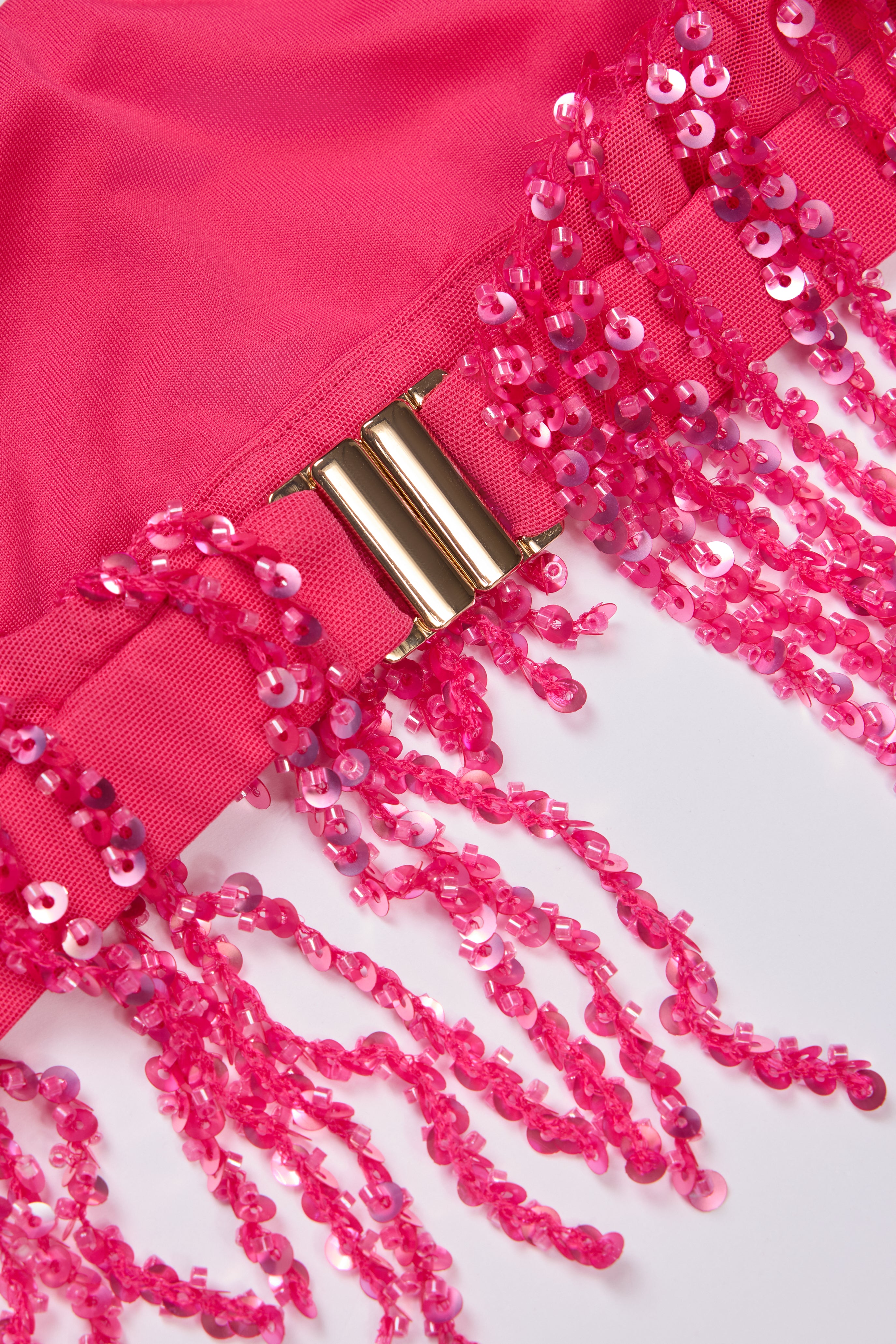 Oh Polly Tops Bralette Aerin Framboise Top à Franges Sequins