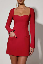 Oh Polly Dresses Corinne 13451 robe mini trapèze rouge poches