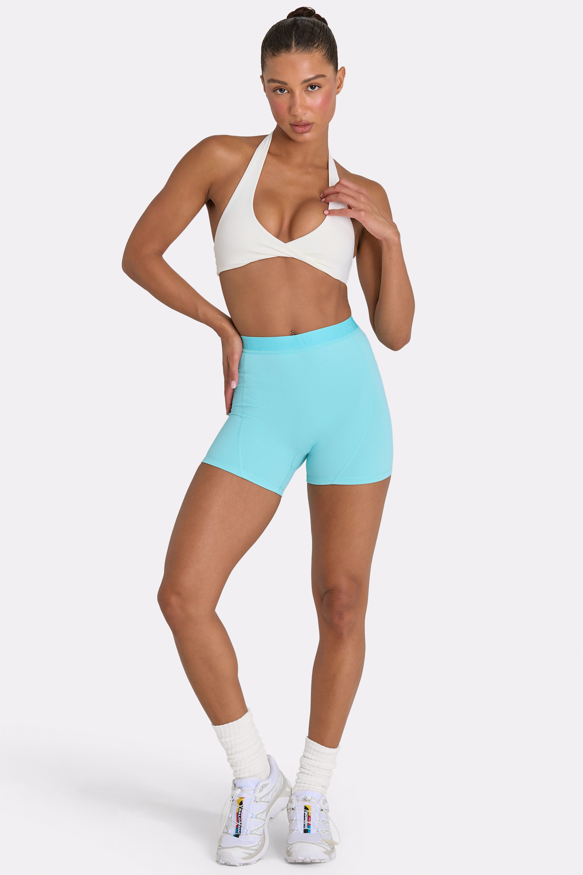Oh Polly Bo+Tee BT1511 short mini aqua taille haute