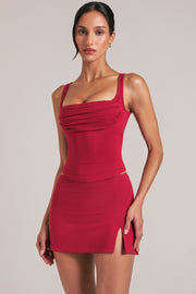 Oh Polly top carré rouge cerise modal moulant sans manche