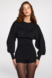Oh Polly Knitwear 15530 cardigan noir maille fine