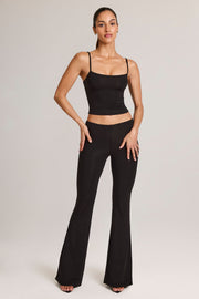 Oh Polly Patsy 14826A pantalon flare noir modal taille mi-haute